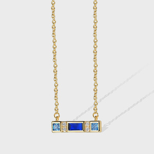 Hot Sale Stylish Gold Crystal Brass Bar Necklace Trendy Gift Link Design Claw Setting Fashionable Geometric Zircon 14K Gold - Product Image 5