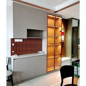 Aimsp European American Style Wine <b>Glass</b> Cabinet Wine Cabinet Wood Dining Room Wall Cabinet - Product Image 3