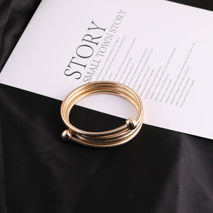 Pulsera <span class=keywords><strong>de</strong></span> aleación multicapa con diseño <span class=keywords><strong>de</strong></span> hueso <span class=keywords><strong>de</strong></span> serpiente y resorte, estilo europeo-americano, geométrica, apilable, con hilos, accesorios <span class=keywords><strong>de</strong></span> joyería <span class=keywords><strong>para</strong></span> brazo - Product Image 3