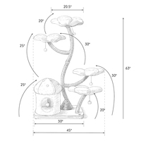 Torre para Gatos Moderna y Lujosa, Árbol para Gatos Grande de Madera, Diseño Floral Colorido, Rascador, Estructura para Escalar, Hecho de Sisal, Viene en Embalaje de Cartón