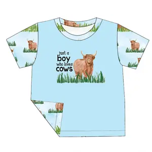Summer Fall Custom Logo Milk Silk Fabric Short Sleeve Full Length Boy Girl T Shirt Kids Top Casual Wear Children Clothes