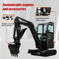 Mini Excavadora con Cabina, Motor Kubota, Certificación CE, Contrapeso Trasero, Orugas de Goma, Uso Doméstico, Excavadora Hidráulica para Jardín, Mejor Precio