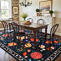 Tapis extra large noir vintage bohème floral, résistant aux taches, lavable, antidérapant, pour dortoir, bureau, chambre, décoration intérieure