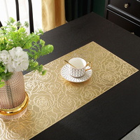 Nappe de table rectangulaire en PVC gaufré motif floral rose, texture vintage, résistante à la chaleur, écologique, lavable, pour la maison et l'heure du thé