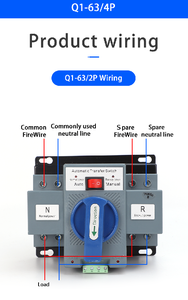 CHQ3R 2P 63A Commutateur de Transfert Automatique Intelligent pour Générateur à Poignée Bleue, Inverseur de Source, Contrôleur ATS - Product Image 2