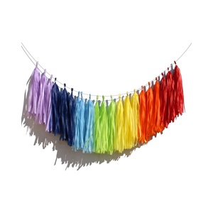 Colorful Backdrop Banner Balloons Tails Paper Foil Tassel Garland Wedding Birthday Graduation Thanksgiving Decor Party Supplies - Product Image 1