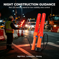 Bâton de signalisation LED rouge intégral, alimenté par batterie, IP65, portatif, pour le guidage d'aéronefs en aéroport, vente en gros OEM Lzk
