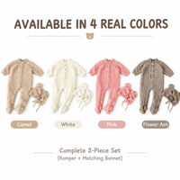 Ensemble grenouillère bébé ours en peluche douillette à manches longues avec chaussons intégrés, catégorie A, unisexe, nouveau-né, nourrisson, tout-petit, avec bonnet ours