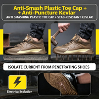Bottes de sécurité en cuir, embout en acier, imperméables, anti-perforation, anti-écrasement, chaussures de randonnée, chaussures de travail en plein air