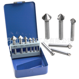 Three Blade Chamfering <b>Tool</b> <b>Set</b> 6pc High Speed Steel Woodworking Milling Cutter Countersink Drill Bit Kit With Case - Product Image 1