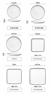 Hiện Đại Phong Cách Bắc Âu Màu Rắn Gốm Bữa Ăn Tối Tấm Với Màu Đen-Edged Vuông Thiết Kế Dùng Một Lần Hàng Ngày Bộ Đồ Ăn Cho Khách Sạn - Product Image 4