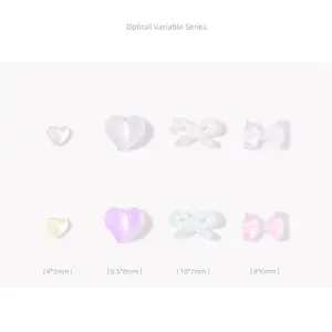Light Sense Color Changing Heart Bow Nail Jewelry Transparent Resin Love Butterfly 3D Charm Kawaii Nail Art Decoration Accessory