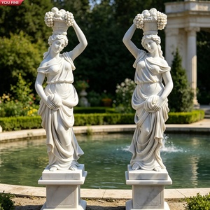 YOUFINE Estatua de Hebe Tallada a Mano en Mármol Blanco, Diosa de la Juventud Sosteniendo un Cáliz, para Decoración Formal de Jardín - Product Image 2