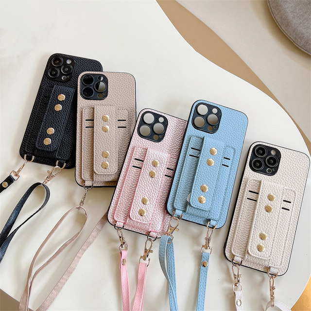 Wallet Purse for iPhone 13 12 11 Pro Max 7 8 Xr Crossbody Case With Card Holder Women Lanyard Strap Stand Leather Cover