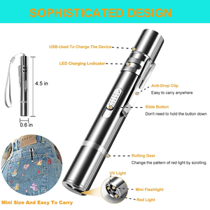 High Quality USB Rechargeable Red Light <b>Interactive</b> Laser Pen Eco-Friendly <b>Cat</b> Teaser Training <b>Toy</b> Style 304 Stainless Steel - Product Image 4