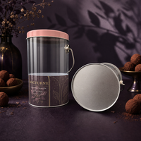 Kontainer Makanan Plastik PVC Transparan Bentuk Silinder Kustom dengan Pegangan untuk Permen Cokelat