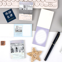 Mini Diario de Bolsillo con Diseño de Edificios Vintage, Cuaderno Encuadernado con Pegamento, Páginas Interiores Rayadas, Personalizable al por Mayor para Regalo Estudiantil
