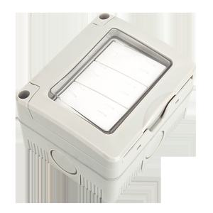 Interruptor de montaje en superficie, impermeable, 1 vía, 3 botones, color gris, ideal para exteriores y control de iluminación. - Product Image 1