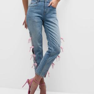 S&L Custom Smart Casual Women Skinny Jeans / Women Mid Slim Jeans With <b>Bow</b> - Product Image 4