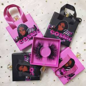 Emballage de boîte de cils de couleur marron nu personnalisé de marque privée en gros 3D 20mm à 25mm 100 vrais cheveux de vison cils bouclés moelleux - Product Image 5