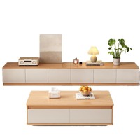 Meuble TV moderne de luxe extensible en bois, ensemble de meubles de salon avec console centrale et table basse