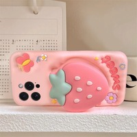 Coque de téléphone portable en silicone à thème fraise pour iPhone 16 Pro/15 Plus/14 Pro Max/13 Mini, antichoc, design dessin animé, tendance