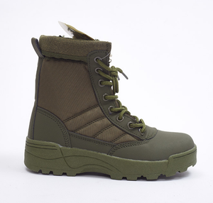 Bottes de combat personnalisées TSB09 en cuir de vachette microfibre vert, style désert, sans fermeture éclair, couleur tan et noir - Product Image 4