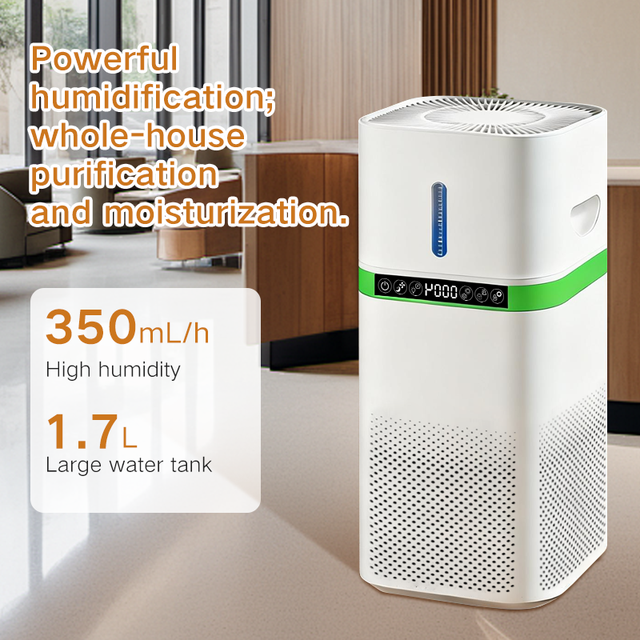 Air Purifier and Humidifier 2-in-1 with HEPA Filter, Negative Ion Generator Indoor AQI Display, 217 CADR, Pet Hair Removal