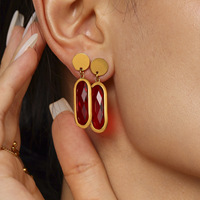 Pendientes colgantes de piedra de cristal checo importados súper brillantes multifacéticos chapados con bordes de oro real de 18K pendientes de alta calidad