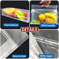 Sachet personnalisé en plastique à fond plat pochettes de stockage de noix alimentaires clair Ziplock sacs d'emballage transparents auto-scellants avec poignée