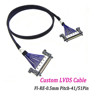 Câble LVDS OEM JAE FI-RE41/51, fil coaxial blindé bleu avec gaine tressée pour équipement d'affichage de contrôle industriel - Product Image 1