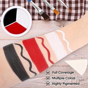 Kit de Pintura Facial y Corporal de 3 Colores, Negro, Blanco y Rojo, con 3 Esponjas y Pincel, Pintura Facial Deportiva, Maquillaje de <span class=keywords><strong>Halloween</strong></span> - Product Image 3