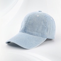 Casquette de baseball 6 panneaux en denim délavé style européen et américain, logo personnalisé, ajustable, 100% coton, calotte souple, tendance urbaine rétro