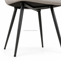 Chaise de salle à manger en tissu technique moderne, dossier incurvé, pieds en métal noir, résistante aux taches, chaise d'appoint écologique pour la maison et l'hôtel