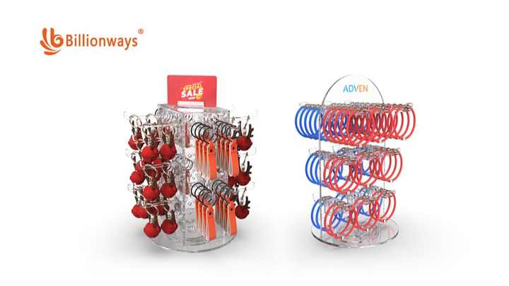 Keychain Business Rack Retail Mini Neon Keychain Pegboard Spin Spinning Rotating Display Stand ...