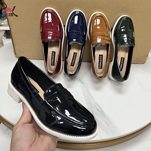 Comfortable Women's Chunky Heel Loafers Breathable Patent Leather Slip-On Winter Shoes for Casual & Party Use - Product Image 4