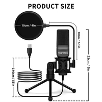Microphone USB portable à condensateur haute qualité avec suppression du bruit pour conférences, studios et jeux, compatible avec les ordinateurs de bureau