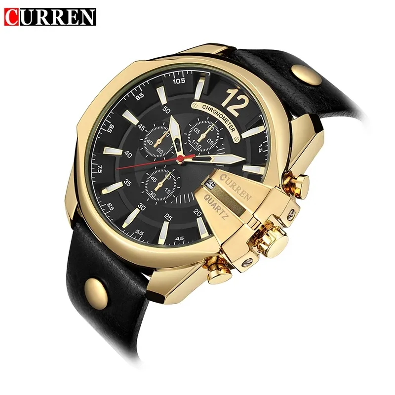 CURREN 2022 Men's Watches Top Brand Luxury Fashion Quartz-Watch Quartz-Watch Golden Male Clock Leather Hodinky Reloj Hombre