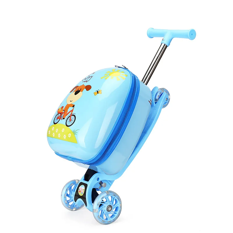Twinkle Cartoon Cute Kids Small Scooter Suitcase Lazy Trolley Bag Baby ABS travel Luggage