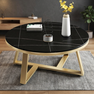 Elegant Iron Frame Wooden Top Modern Design Eco-Friendly Coffee <b>Table</b> Space Saving Living Room Bedroom Apartment Use - Product Image 3
