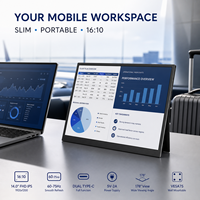 Moniteur portable pour ordinateur portable de 14,0 pouces, 16:10 FHD IPS 60-75Hz, écran secondaire léger pour le bureau mobile et les voyages