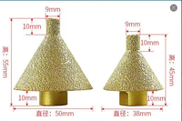 Outil de chanfreinage diamanté pour carrelage, marbre, pierre de quartz, foret de perçage et d'alésage, tête de meulage conique en forme de parapluie, vente directe fabricant