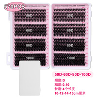 Kit d'extensions de cils individuels segmentés effet wispy 570 Clusters Lash Book DIY, marque privée