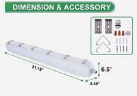 Boîtier en fibre de verre pour éclairage étanche aux vapeurs, résistant aux produits chimiques, étanche IP67, 13500 lumens, dimmable 0-10V, homologué CE, IRC 80, garantie 5 ans