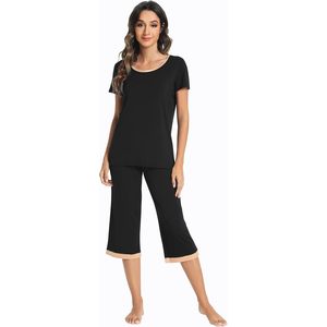 Ensemble de pyjama en viscose de bambou pour femme, haut à manches courtes et pantalon capri, vêtements de nuit rafraîchissants, tailles S-3X - Product Image 2