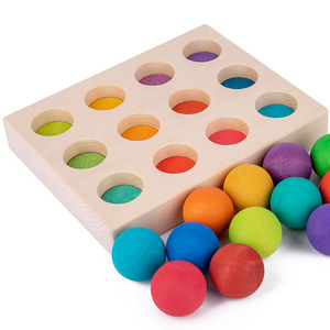 Plateau de tri de boules, palette de fards à paupières assortis, blocs de construction en bois, éducation précoce unisexe, 4-6 ans Xc - Product Image 3
