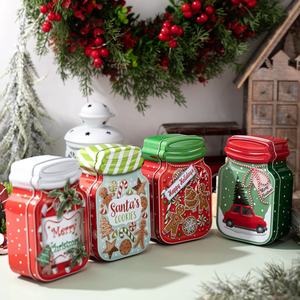 Christmas <b>Cookie</b> Tins with Lids for Gift Giving Small Xmas Tin Containers Metal Christmas Tins Empty Christmas <b>Cookie</b> <b>Jar</b> - Product Image 3
