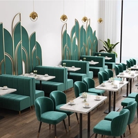 Banc en tissu vert velours moderne pour restaurant, canapé, table et chaise pour café, hôtel, usage commercial