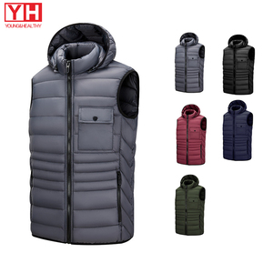 Vestes <span class=keywords><strong>Doudoune</strong></span> sans manches imperméables d'hiver avec fermeture éclair et poche avec logo personnalisé pour hommes <span class=keywords><strong>Doudoune</strong></span> sans manches avec capuche - Product Image 1