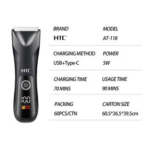 एचटीसी एट-018 पुरुषों के शरीर को शेवर दो-स्पीड एलसीडी शरीर के बाल ट्रिमर सिरेमिक ब्लेड ipx7 - Product Image 2